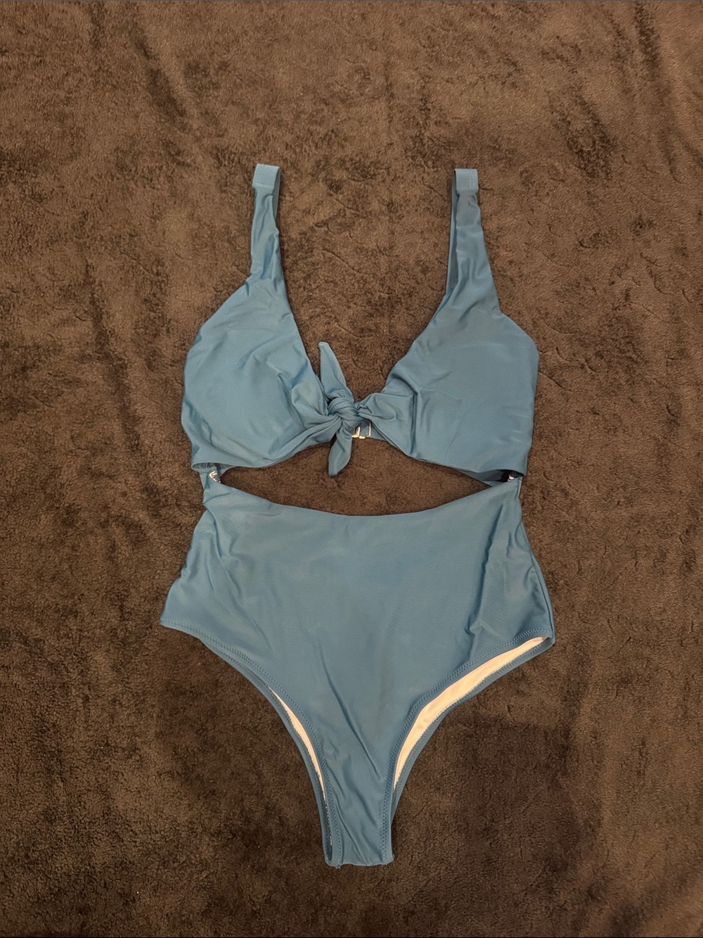 SHEIN Blue Knot Front One-Piece Swimsuit